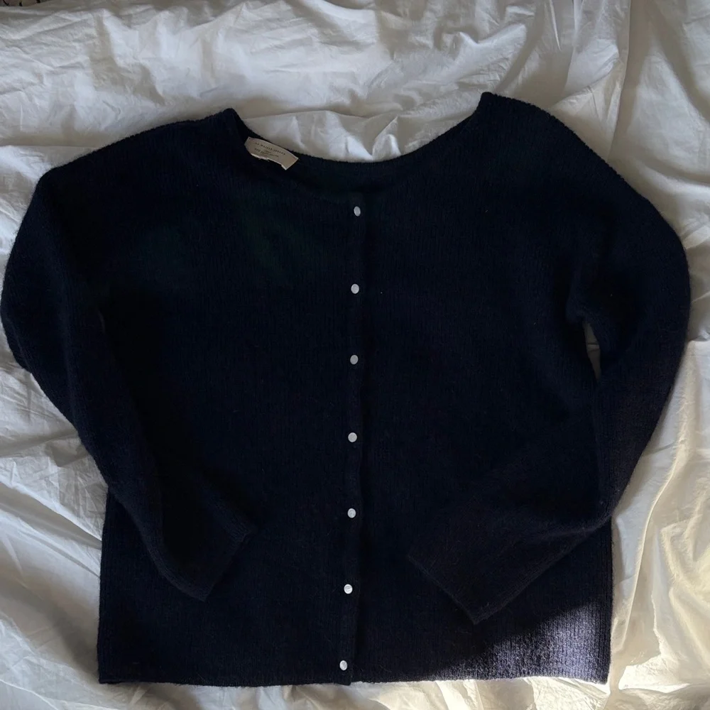Sezane Blue Button-Front Wool Cardigan - Picture 1 of 3